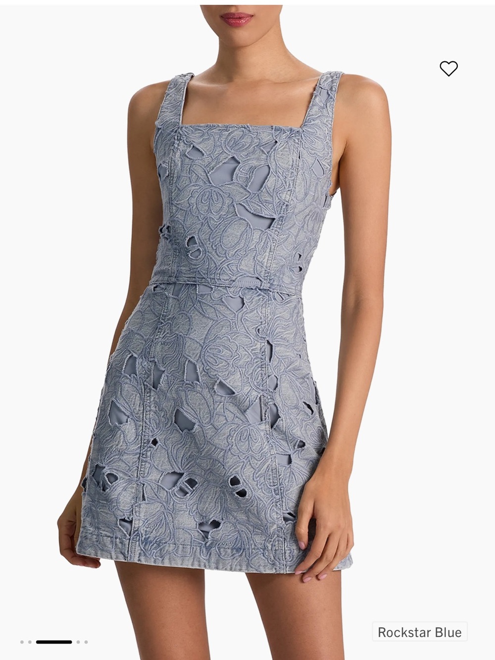 Alice + Olivia Maryann Laser-cut Denim Mini Dress Rockstar Blue Size 0 NWT